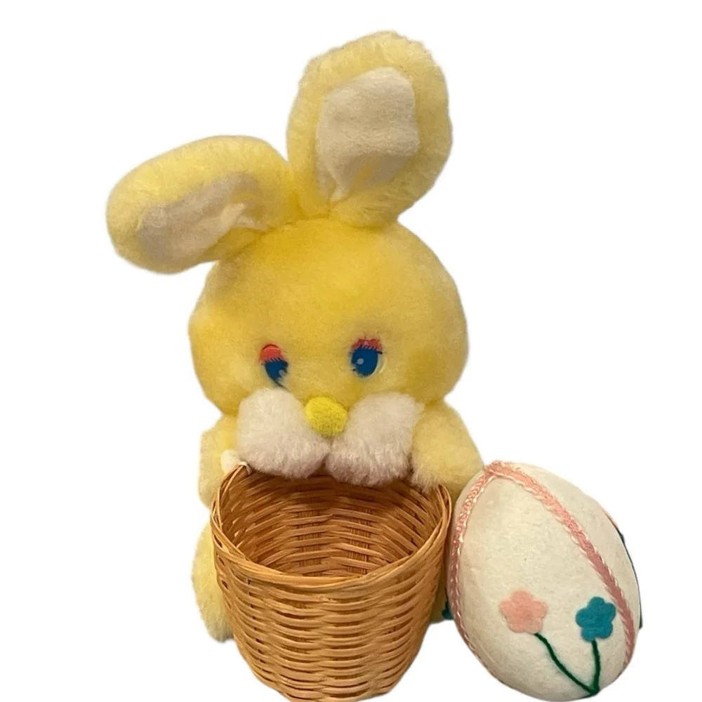 Vtg Liberty Bell Easter Bunny Rabbit with Basket and Egg Plush Stuffed Animal 7